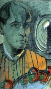 Self-portrait with a mirror in the background by Stanislaw Ignacy Witkiewicz (Witkacy)