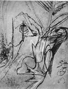Portrait of Janusz Beaurain, a face in a tight frame by Stanislaw Ignacy Witkiewicz (Witkacy)
