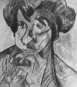 Portret mezczyzny z papierosem by Stanislaw Ignacy Witkiewicz (Witkacy)