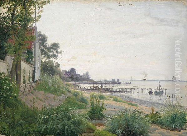 A summer day at Hellebaek with a view of the house of the Puggaard family. - view 1