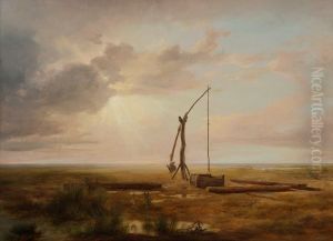View of the Great Hungarian Plain with Draw Well by Karoly Marko
