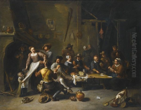 Tavern with merrymakers and card players - view 1