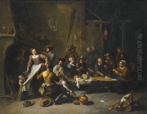 Tavern with merrymakers and card players by Willem van, the Elder Herp