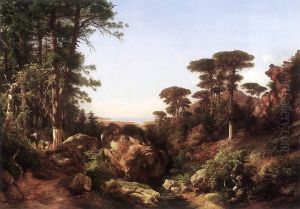 Forest Scene at Ailo in Corsica by Karoly Marko