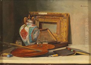 Still Life with Frame and Artist's Palette by Karoly Bachmann