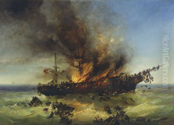 Sinking of the emigrant ship Austria on 13th September 1858 - view 1
