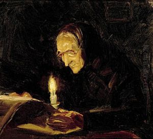 Min mor ved lysets skin. by Anna Ancher