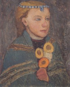 Madchen mit blauweisser Kette im Haar