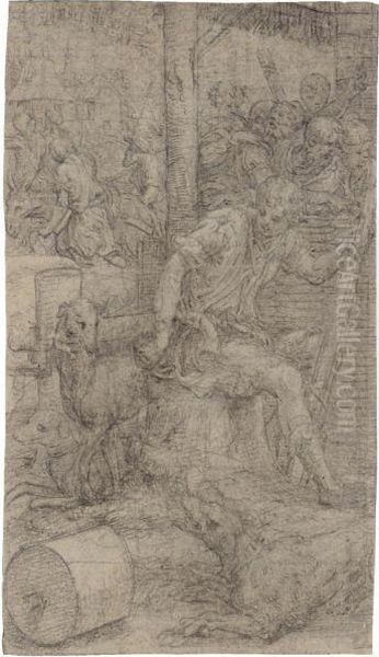 A Young Shepherd Seated On A Tree Trunk - view 1