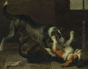 Dog fight in an interior
