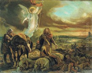 Don Pelayo reconoce a Don Rodrigo tras la batalla de Guadalete