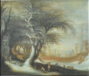 Winterlandschap met sprokkelaars by Gijsbrecht Leytens