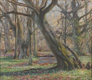 A springtime day in Jaegersborg Dyrehave. by Hans Gyde Petersen