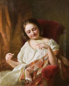Little Girl with Canary by Alajos Gyorgyi Giergl