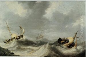 Schepen op een stormachtige zee Schepen op een stormachtige zee