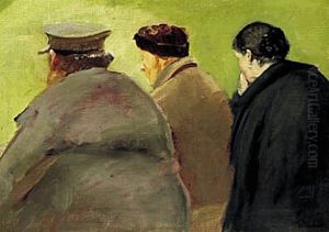Three persons seen from behind. Study forA field sermon. by Anna Ancher