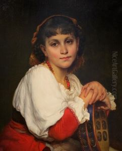 Young Italian woman with tambourine