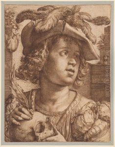 Young Man Holding a Skull and a Tulip Young Man Holding a Skull and a Tulip