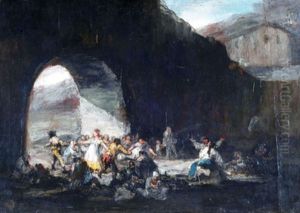 Fiesta popular bajo un puente by Francisco Goya Fuendetodos