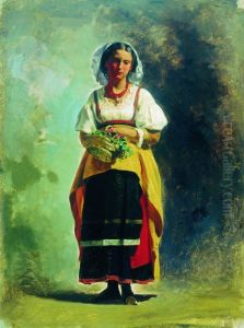 Italian Girl with a Basket of Flowers