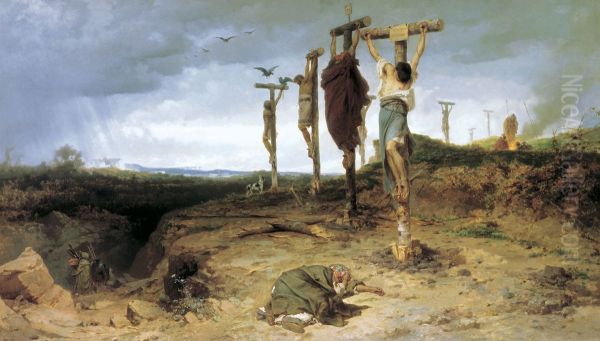 The damned box. Place of execution in ancient Rome. The crucified slaves. the year 1878. - view 1