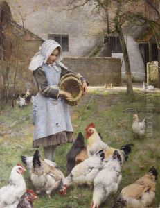 Feeding the Chickens by Walter Osborne