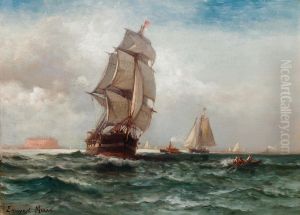 Shipping off Governors Island, New York by Edward Moran