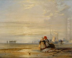 Picardy Coast with Children - Sunrise by Richard Parkes Bonington