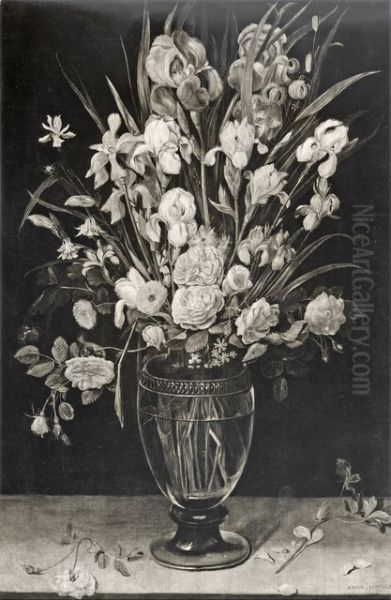 Still life of flowers in a glass vase - view 1