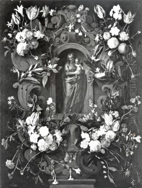 Ghirlanda di fiori con Madonna con Bambino - view 1