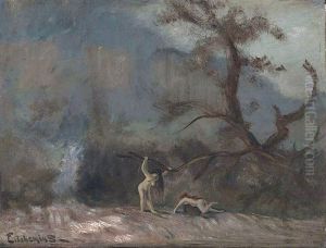 Two Nudes In Landscape by Louis Eilshemius
