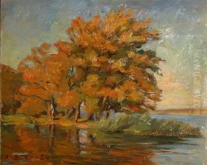 Autumn day at a lake. by Einar Olsen