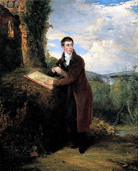 Portrait of George Vincent (1796-1832), with landscape background by himself - view 1