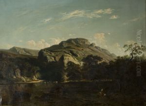 Paisaje de bosque y rio by Carlos de Haes
