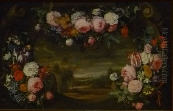 Landscape in a flower garland - view 1