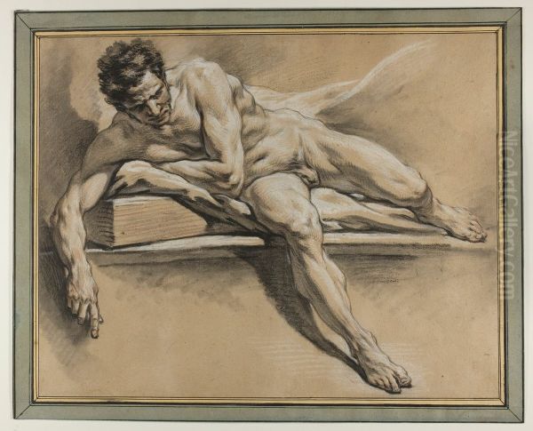 Academic Study of a Reclining Male Nude - view 1