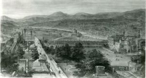 View on the Vatican gardens and the st Peter's basilica