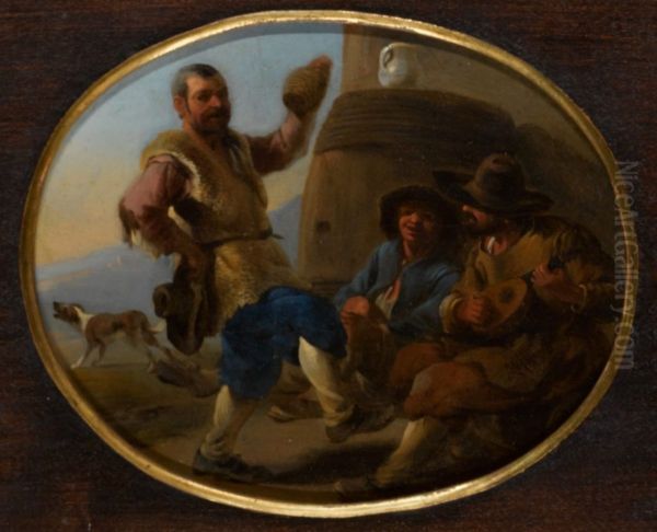 Group of peasants dancing and playing music - view 1