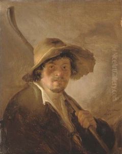 Shepherd in a wide brimmed hat holding a crook