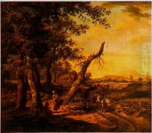 Drents landschap met een paard en wagen by Pieter Pietersz Barbiers II