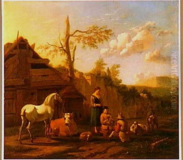 Peasants playing cards - view 1
