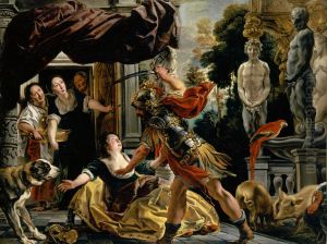Odysseus dwingt Circe zijn in varkens veranderde kameraden te bevrijden (Homerus, Odyssee, X)