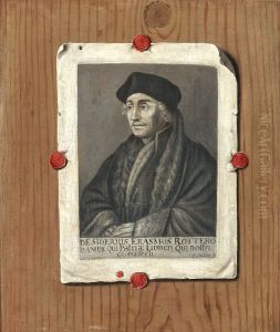 Trompe l'oeil with a portrait of Erasmus Trompe l'oeil with a portrait of Erasmus