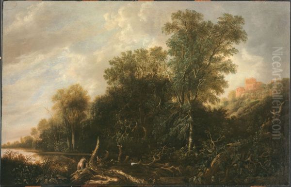 Wooded landscape with women bathing - view 1