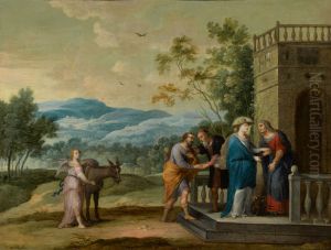 Mary and Elisabeth shaking hands by Abraham Willemsens