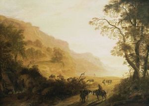 Zuidelijk landschap met reizigers onderweg by Cornelis Matthieu