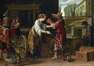 Ulysses' companions changed into swine by Circe, the enchantress