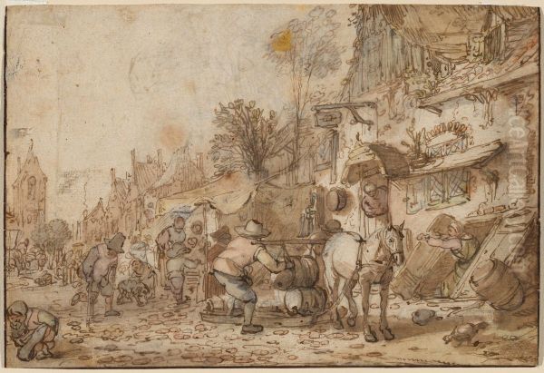 Workmen before an Inn - view 1