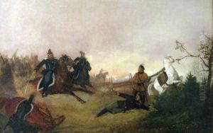 Death of Dionizy Czachowski during battle of Wierzchowiska in 1863. by Antoni Piotrowski