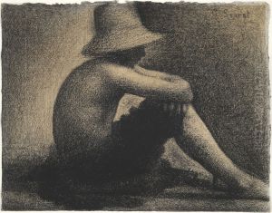 Seated Boy with Straw Hat, study for Bathers at Asnieres